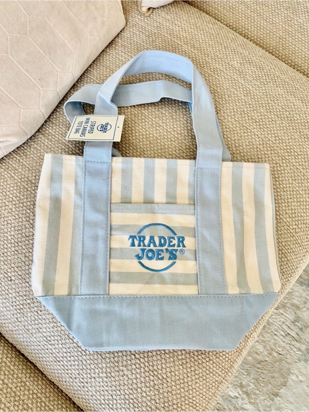 Trader Joe’s Striped Mini Tote Bag - Blue
